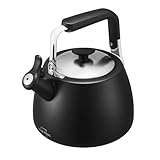 SILBERTHAL Wasserkessel Induktion 2,8l – Teekessel Edelstahl – Wasserkocher für Camping - Flötenkessel Schwarz - Pfeifkessel Version 2024