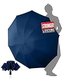 Chakipee Regenschirm Groß Sturmfest für Regen Kompakter Reise Blau - Automatik Auf und Zu für Herren und Damen Winddichter - mit 10 Rippen Regenschirm xxl 210T-Stoff Robuster und Hochwertiger