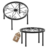 Bamworld Blumenständer Metall Schwarz 2er Set – Pflanzenständer Blumenhocker Pflanzenhocker Rund Ø22,5 cm für Balkon & Wohnzimmer