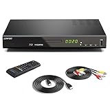 1080P HD Blu-ray Player für TV, Kompakter Bluray Player/DVD-Player mit HDMI/Koaxial/AV-Porta, Unterstützt USB-Eingang, Blu-ray Region B/2, 1-6 DVD Regions