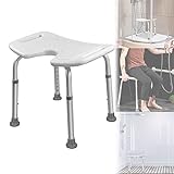 LARS360 Medical Duschhocker Duschstuhl Duschhilfe Duschsitz Badsitz Duschhocker aus Aluminium & HDPE Höhenverstellbar mit Anti-Rutsch bis 120KG Belastung (Rechteck Duschhocker B)