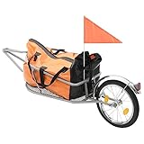 vidaXL Gepäck Fahrradanhänger mit Tasche Fahrrad Anhänger Transportanhänger Lastenanhänger Handwagen Orange Schwarz Tragkraft 30 kg Wasserdicht