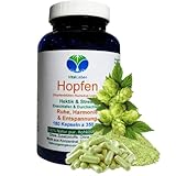 HOPFEN Hopfenblüten 180 Kapseln – Wechseljahre, innere Ruhe, abends abschalten, erholsame Nachtruhe - traditionell in Phasen hormoneller Umstellung - 100% Natur pur. OHNE ZUSATZSTOFFE. 26655-180