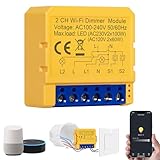 Dimmschalter 2-Wege, Intelligenter Wlan Dimmer, Sprachsteuerung/Timer, Kein Neutralleiter nötig, WLAN Controller für LED-Streifen, Kompatibel mit Alexa & Google Home, iOS Android App, Dimmbare Lichter