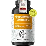 NATURE LOVE® Gepuffertes Vitamin C - Hochdosiert mit 1000mg...