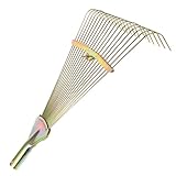 jojofuny Gartenrechen aus Stahl mit Teleskopstiel Robuster Laubharke für Rasen und Garten Faltbarer Handrechen zum Laub und Gras Entfernen