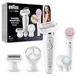 Braun Silk-épil 9 Flex Beauty-Set, Epilierer Damen / Haarentferner, FaceSpa Gesichtsepilierer, 9 Aufsätze, Tasche, mit flexiblem Kopf für einfachere Haarentfernung, Geschenk Frau, 9100, weiß/gold