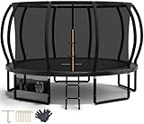 Devoko Trampolin Outdoor Ø 228/305/366/427 cm, TÜV Rheinland GS-Zertifikat, Kindertrampolin Gartentrampolin mit Sicherheitsnetz, Rundes Riesentrampolin mit Leiter und Schuhbeutel