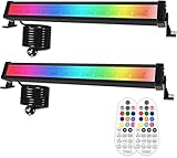 MEIHUA 42W RGB Strahler 2 Pack, IP66 Wasserdicht Außen Wallwasher LED Bar Lichteffekte mit Fernbedienung, 10Farben 12Modi 6Helligkeit Partylicht für DJ Home Bühnenlichter Weihnachtsdekoration