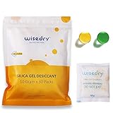 Wisedry 10g x 30 Packungen Silica Gel Sachets Beutel mit Orangenperlen Feuchtigkeitsanzeige Trockenmittel Packs Feuchtigkeitsabsorber zur Entfernung von Lufttrockner Feuchtigkeit