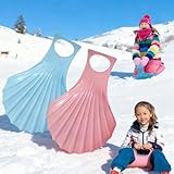 Schneerutscher mit Handgriff, 50 * 35cm Kinder Muscheltyp Poporutscher zum Glatte Linien leicht gleiten Rodeln, Extra stabil Kunststoff Rutschteller für Familie Freunde (Red)