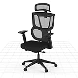 FLEXISPOT Ergonomischer Bürostuhl Schreibtischstuhl Verstellbarer Lendenstütze 4D-Armlehnen 2D-Kopfstütze Atmungsaktiver Sitz höhenverstellbarer Belastbar bis 130 kg Arbeitsstuhl C7B, Schwarz