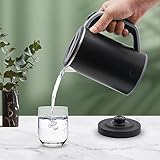 Lilyeriy Edelstahl Wasserkocher 600W - Tragbarer Mini-Wasserkocher mit Temperaturregler für 800ml, schnell 5 Minuten Kochen, Kalkfilter, für Reise & Büro (Schwarz)