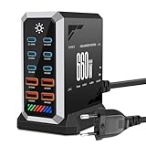 660W USB C Ladegerät Mehrfach, 10 Ports Schnellladegerät Ladestation mit 6 USB C + 4 USB A Ports für MacBook Pro/Air, iPad/iPhone 15Pro/Sumsung usw