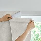 Jilron Türvorhang Blickdicht Klebend 100% Lichtundurchlässig Ohne Bohren Indoor Schlafzimmer Wohnzimmer Sonnenschutz Fenster Innen Wärmeschutz (Hellbeige-H182 x B64 cm) 1er-Pack