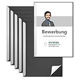 STRATAG Klemmschienen-Bewerbungsset Start Basic (6 Stück) mit transparentem Deckel aus PP Kunststoff sowie Binderücken aus robustem 290 g/m² Karton Lederstruktur (6 Bewerbungsmappen Schwarz)