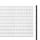 Doppelstabmattenzaun inkl. Pfosten zum Einbetonieren (Höhe: 183 cm, Länge: 2 m) | Doppelstabmatten in Anthrazit | UV- und witterungsbeständig
