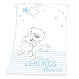 Herding Baby Best Lieblingsmensch Microfaser-Flauschdecke, 75 x 100 cm, Polyester, Blau