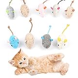 Adiwo Katzenspielzeug Maus, 9 Stück Plüsch Maus mit Katzenminze, Interaktives Katzenspielzeug für Katzen und Kätzchen, Ideal für kleine Rassen