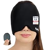 Hey Nature Migräne Maske, kühlende Schlafmaske - schnelle, natürliche Hilfe bei Migräne, Kopfschmerzen, Sinusitis, Ohrenschmerzen & geschwollenen Augen. Kalt & warm anwendbar. Kühlpads für den Kopf.