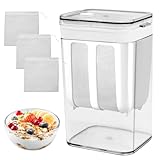 Griechisches Joghurtsieb 1100ml, Joghurtbereiter mit Deckel und Feinem Edelstahl-Sieb, wiederverwendbar, Molkeabscheider für die Herstellung von Griechischem Joghurt, Frischkäse, Nussmilch