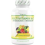 Multivitamin A-Z - 365 Tabletten (12 Monate) - 32 aktive Inhaltsstoffe - Kombination aus Mineralien + Aminosäuren + Spurenelementen + Pflanzenextrakten - Vegan - Hochdosiert