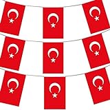 30 Meter Türkei-Flagge Türkei Party Euro-Dekoration große europäische große 20 x 30 cm wetterfeste Kunststoff-Wimpelkette türkische Flaggen Event Banner Schule Türkei