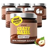 ahead CRAZY HAZEL | 6 x 200g Haselnusscreme ohne Zuckerzusatz | Super leckerer Schokoaufstrich mit 80% weniger Zucker* | Ohne Palmöl, glutenfrei & vegetarisch | Zuckerarmer Brotaufstrich Schokocreme