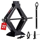 LEHMANN Wagenheber 2T - Tragbar Scherenwagenheber mit Ratschenschlüssel - Höhenverstellbar 120–420mm - Auto Wagenheber mit integrierter Gummiauflage - ideal für Wartung, Reparatur, Reifenwechsel