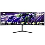 Amzfast 49 Zoll Curved Monitor 120Hz, DQHD(5120x1440), 32:9 Ultrawide PC Bildschirm, Eyes-Care, 1MS MPRT, 1500R, Adaptive Sync, sRGB 120%, HDMI 2.0 * 2/DP 1.4 * 2, VESA 75x75, PBP/Pip, AZMG49C7U