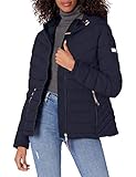 Tommy Hilfiger Damen Stretch-Kapuzenjacke Daunenalternative Mantel, Marineblau, XL