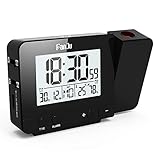 FanJu FJ3531B Digital Projektionswecker mit Temperatur und Zeit-Projektion,USB-Anschluss,Innentemperatur und Luftfeuchtigkeit DCF automatische Zeitanpassung Kalender