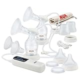 NUK Soft & Easy elektrische Doppel-Milchpumpe | Brustaufsätze aus 100 % Silikon | Klein, leicht und leise | Akku für unterwegs | Brustaufsätze 24 mm & 27 mm | 2x Perfect Match Babyflaschen