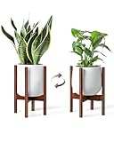 Bamworld Blumenständer Blumenhocker Pflanzenhocker Rotbraun Verstellbar und kippsicher, geeignet für verschiedene Pflanzentöpfe, Höhe 32 cm