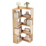 Eck-Bücherregal mit 5 Etagen, L-förmiges Holzregal für Wohnzimmer, Schlafzimmer, Heimbüro, platzsparend, freistehend, einfache Montage, Eckregal