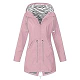 AACH Regenjacke Damen Wasserdicht Atmungsaktiv Regenjacke Große Größen Regenmantel Leicht Jacke Windbreaker mit Kapuze und Reißverschluss Softshelljacke Lange osterangebote damen