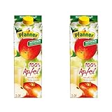 Pfanner 100% Apfelsaft – Fruchtig-frischer Geschmack ohne Zuckerzusatz – direkt gepresster, naturtrüber Apfelsaft aus 100% Apfel (1 x 2 l) (Packung mit 2)