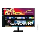 Samsung M7 Smart Monitor S32BM700UU, 32 Zoll, VA-Panel, Bildschirm mit Lautsprechern, 4K UHD-Auflösung, Bildwiederholrate 60 Hz, 3-seitig fast rahmenloses Design, Smart TV Apps mit Fernbedienung