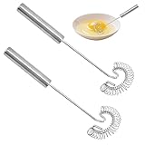 2 Stück Spiralbesen,Edelstahl Schneebesen Saucenbesen Mini Klein Spiralschneebesen für Blender Koch-und Küchenhelfer,spülmaschinenfest(Silber)