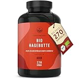 BIO HAGEBUTTEN Kapseln hochdosiert - EU Anbau - 3900mg Hagebuttenpulver BIO - 270 Kapseln - reine getrocknete Hagebutte - Ballaststoffreich - Bio Hagebuttenkapseln vegan & hochdosiert - TRUE NATURE®