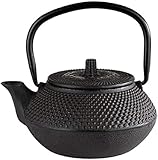 APS Teekanne ASIA aus Gusseisen, Innenseite emailliert mit abnehmbarem Deckel und Henkel, Ø 12,5 cm, schwarz