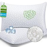 HEYCUZI CertiPUR-US kühlendes geschreddertes Memory-Schaum-Kissen zum Schlafen, Standardgröße, 2er-Pack, verstellbare Bettkissen, 2er-Set für Seiten-, Rücken- und Bauchschläfer, waschbarer