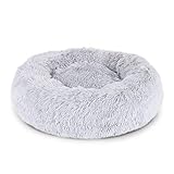 lionto Hundebett rund Hundekissen Hundesofa Katzenbett Donut, (L) 60 cm Ø hellgrau