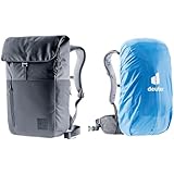 deuter UP Seoul nachhaltiger Tagesrucksack (16+10 L), Schwarz & Raincover Mini Regenhülle (12-22 L)