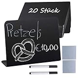 Jecarden Kreidetafel Klein Kreidetafeln Mini - 20 Stück Kunststoff Tafeln Preisschilder Ständer für Beschriften kleine Tafeln Abwischbare Reservierungsschilder schwarze Kreidetafel Schilder