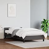 ULUYYUC Bettgestell, Gartenbett Bettgestell Schlafbett Doppelbett/Einzelbett Geeignet für Wohnzimmer Arbeitszimmer Wohnbereich Zimmer Mieten mit Kopfteil Grau 90x190 cm Kunstleder