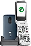 Doro - 2820 - Seniorenhandy - 4G-Klapptelefon ohne Vertrag - Große Tasten mit Sprachausgabe - Kamera - Bluetooth - Notruftaste - Inklusive Ladestation - Blau/Weiß ASIN