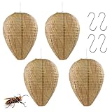 Wespennest Attrappe,4 Stück Wespen Abwehr,Wespennest Attrappe Wetterfest,Hornissennest Attrappe,Aufhängen Wespennesterköder Attrappe Nässebeständiger,zur Wespen Abwehr,für Haus und Garten Outdoor