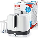 NUK Vario Express Flaschensterilisator | sterilisiert bis zu 6 Babyflaschen plus Zubehör in 6 Minuten auf Wasserdampfbasis | automatische Abschaltung | EU-Stecker
