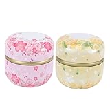 SOLUSTRE 2 STÜCK Teiliges Teedose aus Langlebigem Weißblech Kleine Runde Aromadichte Teedosen für Losen Tee Lebensmittelechte Metall Teebehälter in Rosa und Gelb zur Sicheren Aufbewahrung